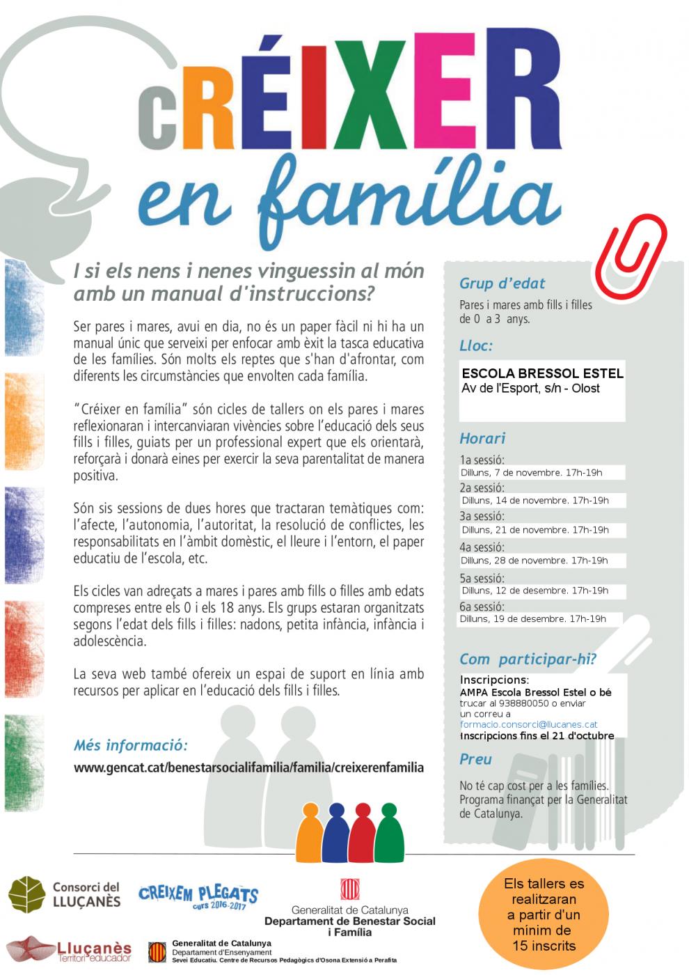 Cicle de tallers per pares i mares d'infants de 0 a 3 anys 